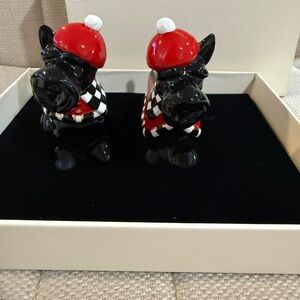 Black and Red Ceramic Dog Figurines